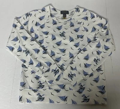 Polo Ralph Lauren Niños Velero Sudadera Mediana (10-12) Blanco/Azul Nuevo con Etiquetas Foto 1 de 4