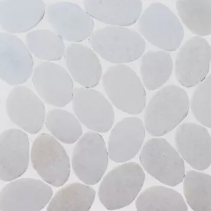 XL Snow White Sliced Pebble Mosaic Wall & Floor Tile ($10.17/SqFt) - Picture 1 of 9