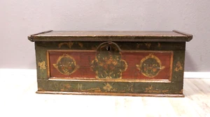 Antike Bauerntruhe Malerei Sideboard Eichenholz datiert 1804 Rarität - Bild 1 von 13