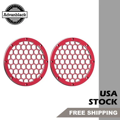 Parrillas de altavoz hexagonales de aluminio CNC de contraste rojo de 6,5"" para carenado inferior Harley Foto 1 de 4