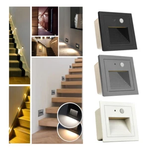 Lámpara empotrable de pared LED luz de escalera con detector de movimiento lámpara exterior 230V blanco cálido - Imagen 1 de 11
