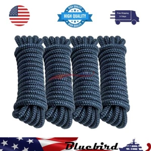 4 Pack 1/2" x 15 Boat Dock Lines for Boat & Pontoon, Nylon Dock Line Eyelet-Navy - Picture 1 of 7