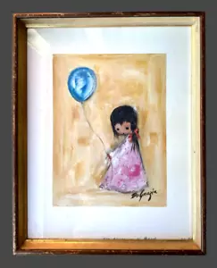Vintage Framed Ted DeGrazia Print, Little Native Amer. Girl with Balloon - Picture 1 of 9