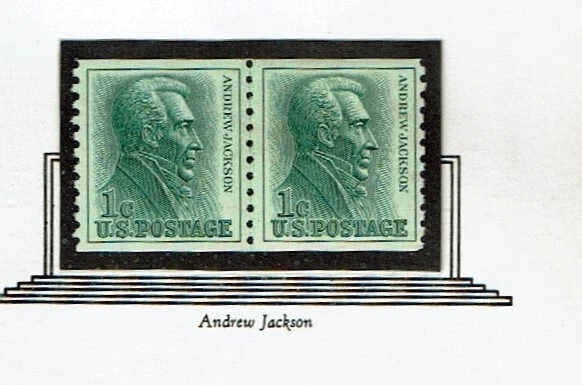 1961- U.S. PROM. AMERICANS  1c JACKSON  COIL LINE PAIR CLP  Sc#1225  M/NH/OG* - Image 1 of 1