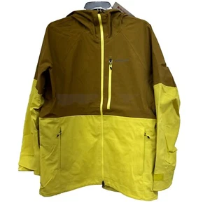 NWT Sz L Men’s Marmot Refuge Pro Hooded Ski Jacket. Yellow/Brown, Pit Zips - Picture 1 of 16