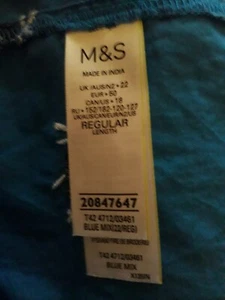 M&S COLLECTION Cotton Teal Blue Embroidered Layered A-Line Midi Sundress-Size 22 - Picture 1 of 3