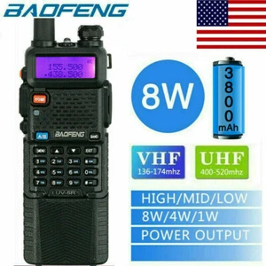 Radio bidireccional Baofeng UV-5R 8W 3800 mAh VHF UHF FM transceptor jamón walkie talkie - Imagen 1 de 11