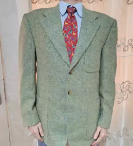 Vintage handtailored bespoke classic all worsted Tweed suit jacket blazer 42R - Picture 1 of 12