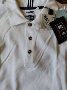 Vintage Adidas Herren Polo Größe L weiß Baumwolle Shirt schwarz Streifen - Bild 1 von 2