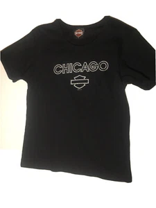 Harley Davidson girls Chicago black t-shirt Large L Motorcycle Bike Biker - Picture 1 of 5