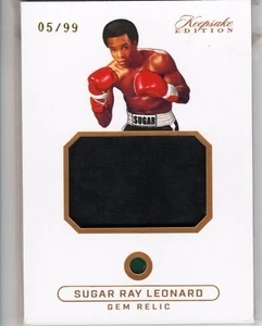 SUGAR RAY LEONARD 2024 KEEPSAKE EDITION DUAL BOXER WORN PATCH GEM RELIC CARD /99 - Picture 1 of 2