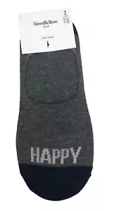 Calcetines forrados Goodfellow para hombre 2 pares zapatos talla 7-12 Happy and Dots azul gris - Imagen 1 de 4