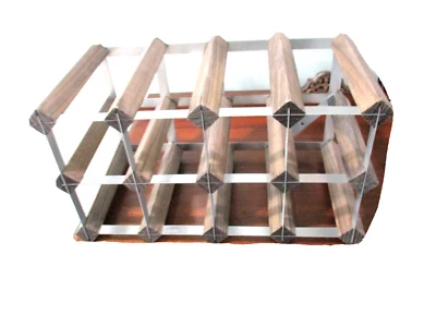 Enrejado bodega de mesa 12 botellas estante de vino montado botella de madera bodega MC Foto 1 de 4