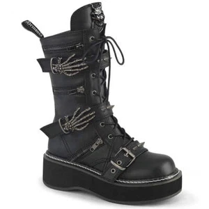 Demonia Emily-82 Gothic Punk Devil Figure Skeleton Hands Platform Boots - Picture 1 of 12