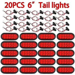 20X Red 6" Oval Trailer Lights 10 LED Stop Turn Tail Truck Sealed w/Grommet Plug - Picture 1 of 9