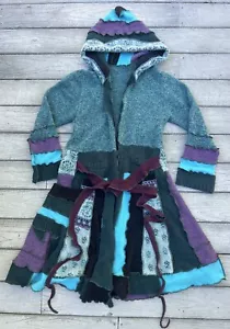 Vntg Handmade Wool Fairy/Pixie Long Coat-Blues/purples L/XL Whimsical Fairy Core - Picture 1 of 9