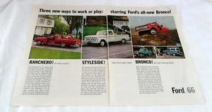 1966 Ford F-100 Pickup Truck Bronco & Ranchero Original Color Ad - Picture 1 of 1