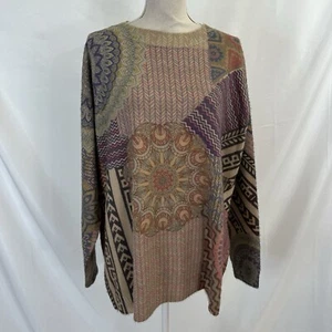 YESNO Womens LARGE Cotton Wool Sweater Multi-Color Hippie Boho pullover - Picture 1 of 6