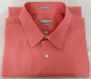 VAN HEUSEN Dress Shirt Poplin Fitted Size 15.5 (32/33) Salmon color No Iron - Picture 1 of 10