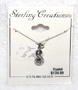 Sterling Silver Crystal Scripted "S" Initial 16" Necklace - Picture 1 of 3