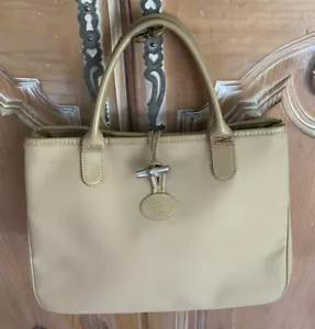 LONGCHAMP Roseau Nylon w/Leather Trim Tote Handbag in Beige - Picture 1 of 9