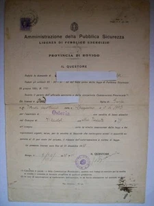 LICENZA DI PUBBLICO ESERCIZIO - OSTERIA ROVIGO 1938 (m26-1-41 ) - Imagen 1 de 1