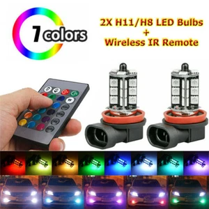 7 Colors RGB H11/H8 LED Bulbs with Wireless IR Remote For Fog Light Driving Lamp - Bild 1 von 12