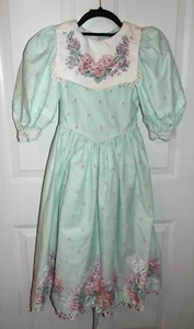 VINTAGE DAISY KINGDOM Girls Dress Size 8 Roses Lilacs EB42 - Picture 1 of 3