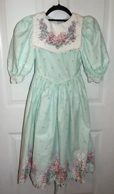 VINTAGE DAISY KINGDOM Girls Dress Size 8 Roses Lilacs EB42 - Image 1 of 3