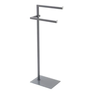 PIANTANA PORTA ASCIUGAMANI BAGNO DOPPIA BASE VETRO FULL GRIGIA 20x28xh.86,5cm - Foto 1 di 1