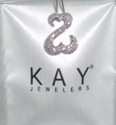 Jane Seymour 14K WG Open Hearts 1/2ct PAVE Diamond Necklace 💎 RARE FIND 💎 KAY - Image 1 of 4