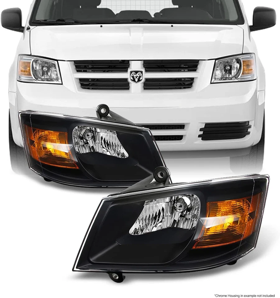 Faros delanteros carcasa negra Dodge Grand Caravan 2008-2010 08-10 izquierda+derecha Foto 1 de 4