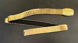 Vintage Damen Gold Metall Fisch Schlange Schuppen dehnbar 2 Zoll breit Gürtel-Glitz Glam - Bild 1 von 3