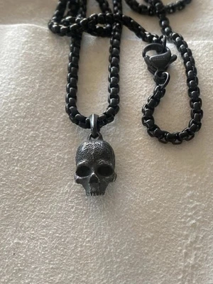 David Yurman Plata de Ley 925 Pequeño Esqueleto Calavera Amuleto Colgante 26" Foto 1 de 4