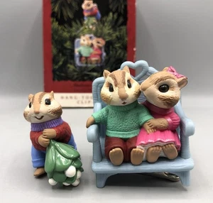 Vintage 1994 Hallmark Andenken Ornament Mistelzweig Überraschung 2er Set Clip On - Bild 1 von 11