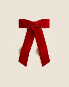 Fermaglio fiocco capelli velluto rosso natalizio J Crew nuovo con etichetta - Foto 1 di 3