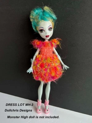 Vestido para Muñeca Monster High Dollchris Diseños Lote MH-3 Multi Hecho en EE. UU. Foto 1 de 4
