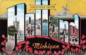 Holland, Michigan  Large Letter Postcard Greetings Multi View PM  1944    LL10 - Picture 1 of 2