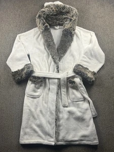 Pottery Barn Erwachsene S Kunstfell ombre Morgenmantel Kapuze weiß grau Plüsch Kuscheltaschen - Bild 1 von 6