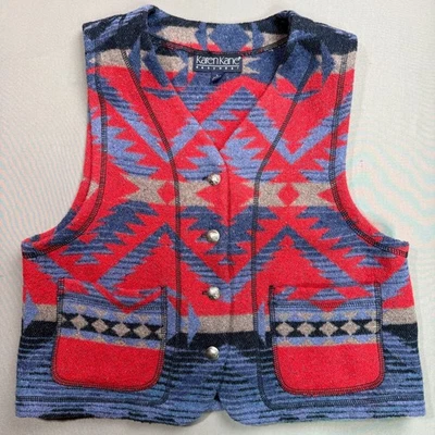 Chaleco Karen Kane Southwest Mujer Grande Azteca Geométrico Botón Bolsillos Delanteros Foto 1 de 4