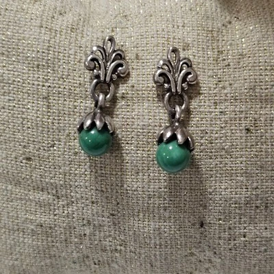 Brincos de gota vintage Brighton fleur-di-lis - Imagem 1 de 3