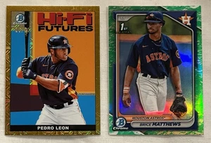Astros 2023 Bowman Chrome Pedro Leon GOLD #ed/50 + Brice Mathews Lunar Glow RC - Picture 1 of 4