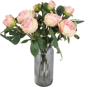 Rosa Pfingstrosen Kunstblumen 5 Stück 10 Köpfe Vintage Seide Pfingstrosen Seidenblumen F - Bild 1 von 12