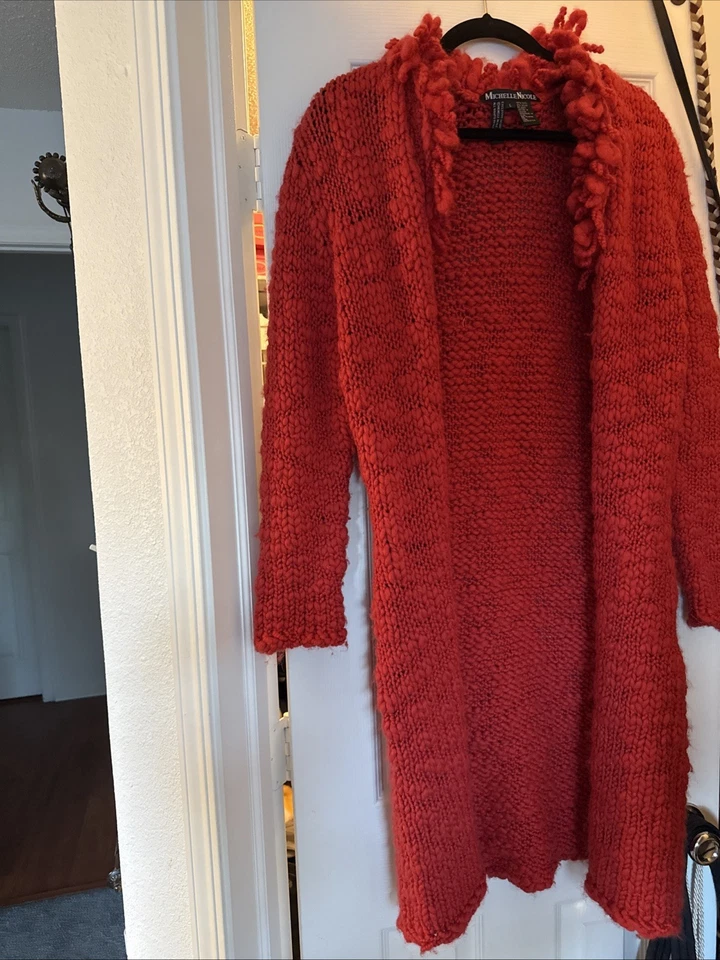 Suéter largo rojo Michelle Nicole para mujer talla L cuerda roja para atar en el pecho Foto 1 de 1