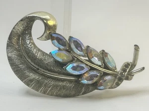 Spilla Vintage Coro Aurora Boreale Nastro Strass 2,5 Pollici - - Foto 1 di 18