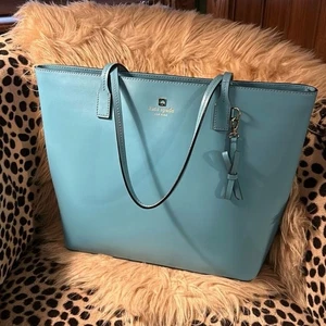 Kate Spade Sawyer Street blu maxi borsa a tracolla/borsa in pelle liscia con fiocco - Foto 1 di 14