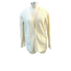 A by Anthropology weiße Strickjacke mit Knöpfen Damen Gr. XS Wollmischung Zopfmuster - Bild 1 von 6