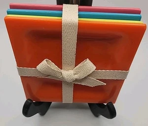 Juego de Platos Apitizador de Melamina Zak Designs ~ 4 Cuadrados de Neón Brillante Estilo Retro Nuevo de Lote Antiguo - Imagen 1 de 16