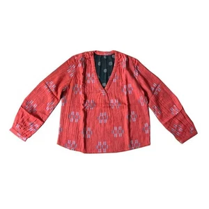 Ace & Jig Orla Top in Jolie Rumpled Doublegauze Poppy Red Small $250 - Picture 1 of 15