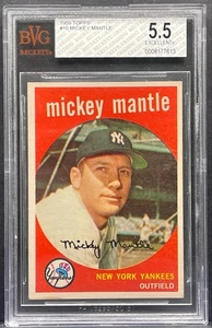 1959 TOPPS BASEBALL #10 MICKEY MANTLE VINTAGE NY YANKEES HOF GRADED BVG 5.5 EX+ - Bild 1 von 2